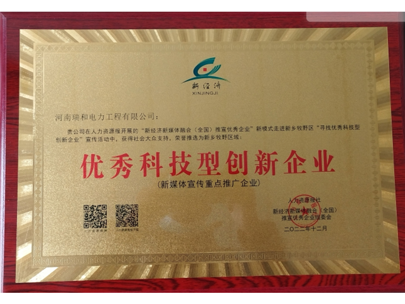 瑞和電力再獲榮譽，助力新鄉(xiāng)地區(qū)**科技型創(chuàng)新企業(yè)發(fā)展